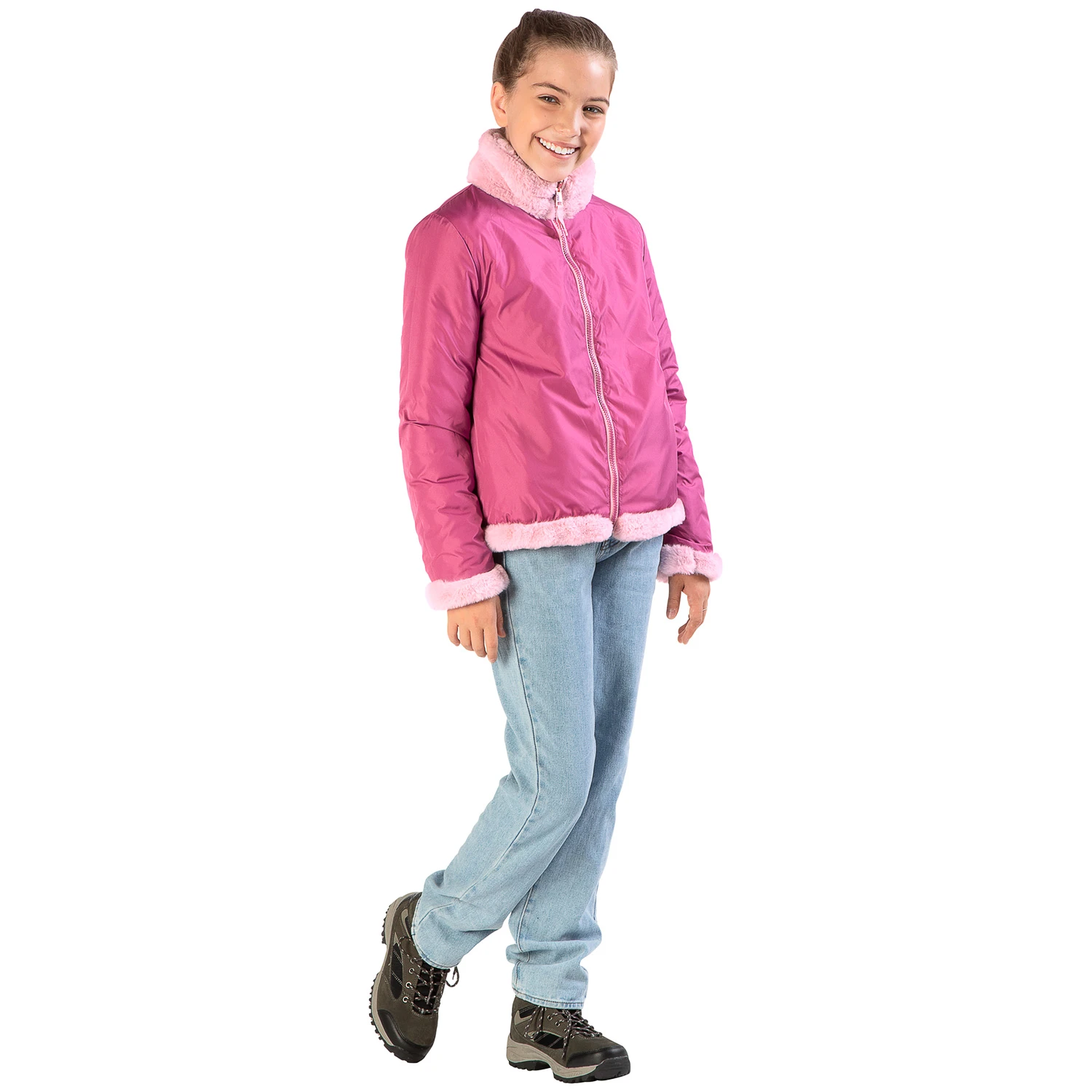 Pacific Trail Girls' Reversible Faux Fur Jacket - Image 4