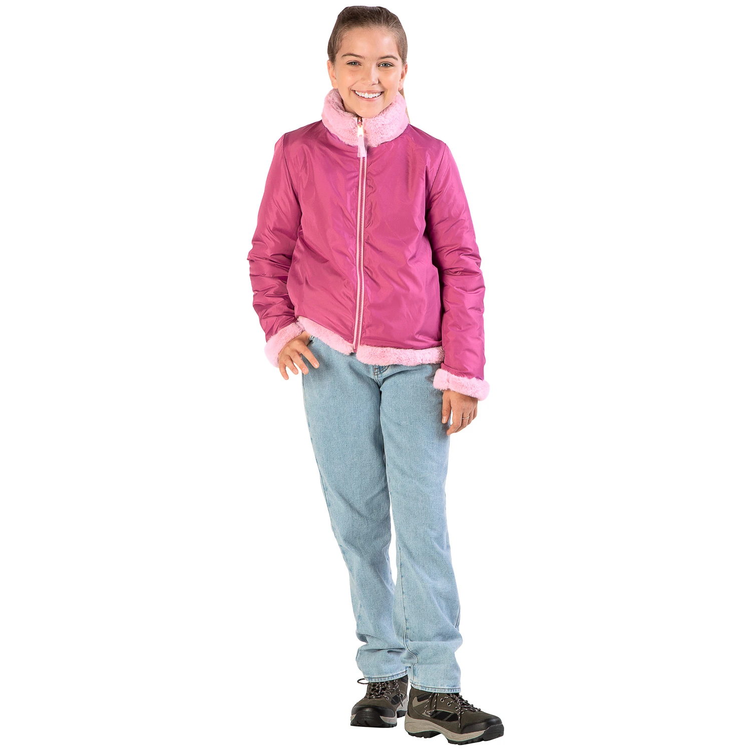 Pacific Trail Girls' Reversible Faux Fur Jacket - Image 5